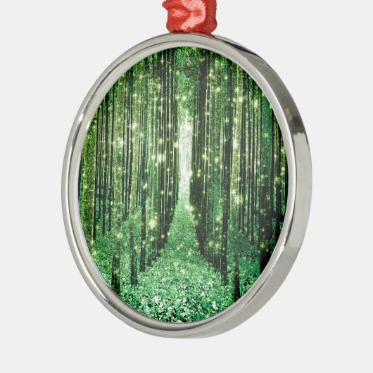 Magisch bos groen mysterie metalen ornament (Links)