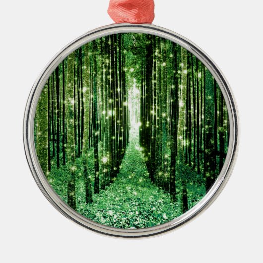 Magisch bos groen mysterie metalen ornament (Voorkant)