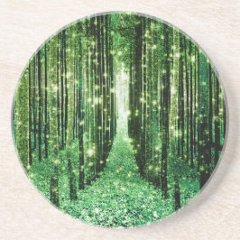 Magisch bos groen mysterie zandsteen onderzetter