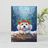 Magisch bos Jolly Christmas Wishes Bichon Frise Feestdagenkaart (Staand voorkant)