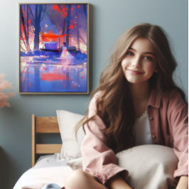 Magisch Bos Kleurrijke Anime Foto Afdruk