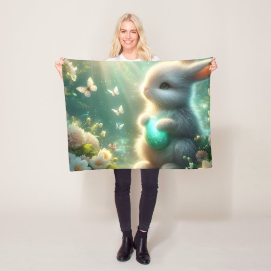 Magisch Bos Konijn Ei Fleece Deken (In situ)