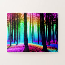 Magisch Bos met Boomsilhouetten