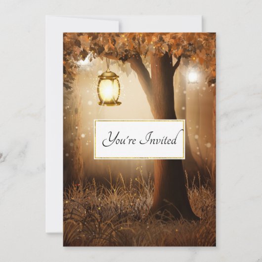 Magisch Bos met Fairy Lights Bruiloft Kaart (Voorkant)