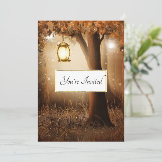 Magisch Bos met Fairy Lights Bruiloft Kaart (Staand voorkant)