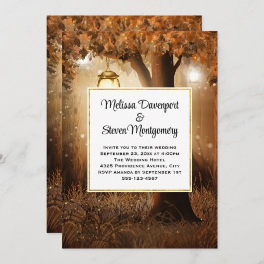 Magisch Bos met Fairy Lights Bruiloft Kaart (Voorkant / Achterkant)