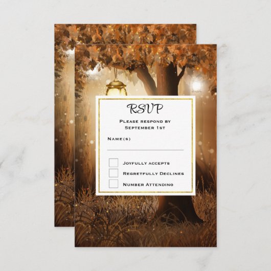 Magisch Bos met Fairy Lights Bruiloft RSVP (Voorkant / Achterkant)