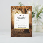 Magisch Bos met Fairy Lights Bruiloft RSVP Kaartje (Staand voorkant)
