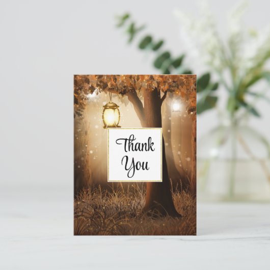Magisch bos met Fairy Lights Dank u Briefkaart (Staand voorkant)