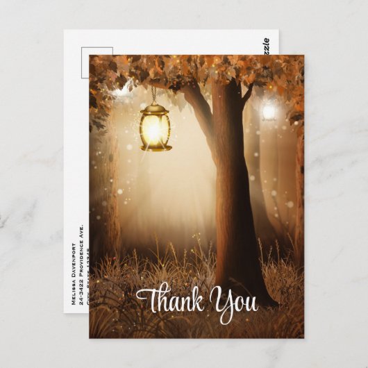 Magisch bos met Fairy Lights Dank u Briefkaart (Voorkant / Achterkant)