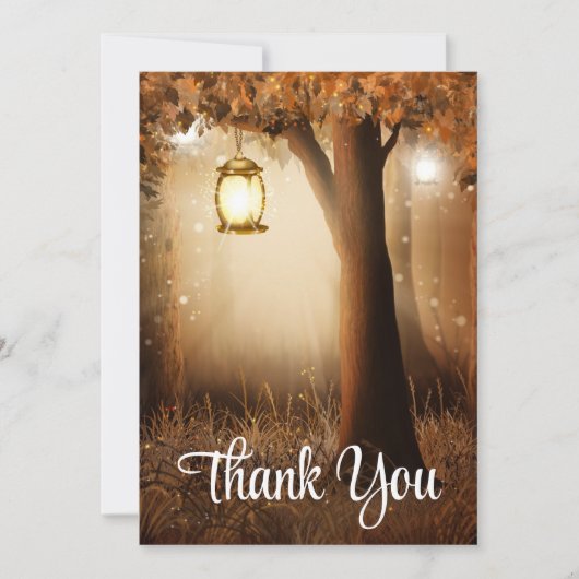 Magisch bos met Fairy Lights Dank u kaart (Voorkant)