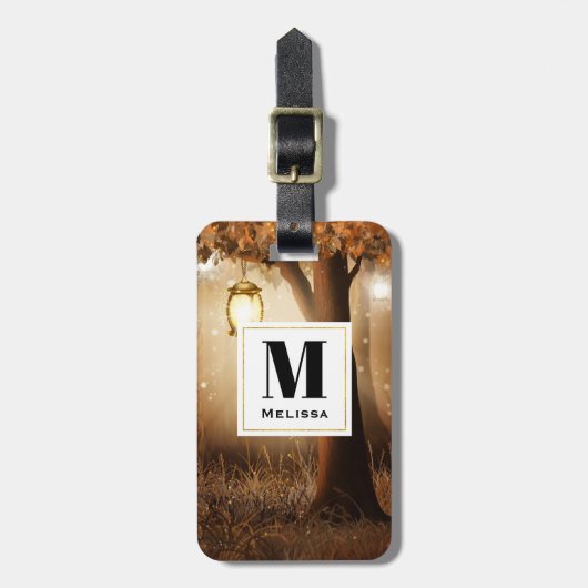 Magisch bos met Fairy Lights Monogram Bagagelabel (Voorkant verticaal)