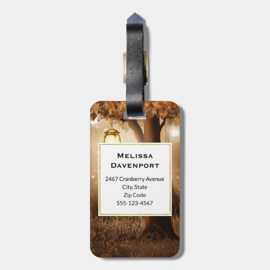 Magisch bos met Fairy Lights Monogram Bagagelabel (Achterkant verticaal)