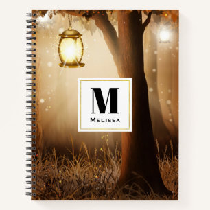 Magisch bos met Fairy Lights Monogram Notitieboek