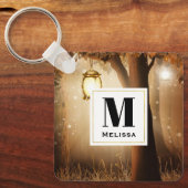 Magisch bos met Fairy Lights Monogram Sleutelhanger (Voorkant)