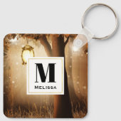 Magisch bos met Fairy Lights Monogram Sleutelhanger (Achterkant)