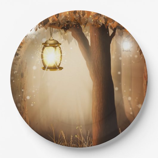 Magisch bos met Fairy Lights Papieren Bordje (Voorkant)