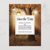 Magisch bos met Fairy Lights Save the Date Uitnodiging Briefkaart (Voorkant)