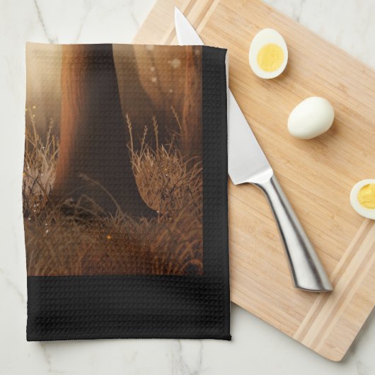 Magisch bos met Fairy Lights Theedoek (Quarter Fold)