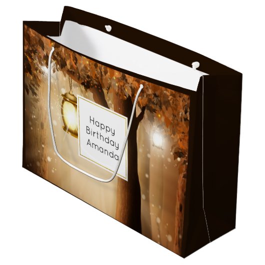 Magisch bos met Fairy Lights Verjaardag Groot Cadeauzakje (Voorkant Gekanteld)