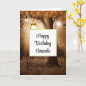 Magisch bos met Fairy Lights Verjaardag Kaart (Gele Bloem)