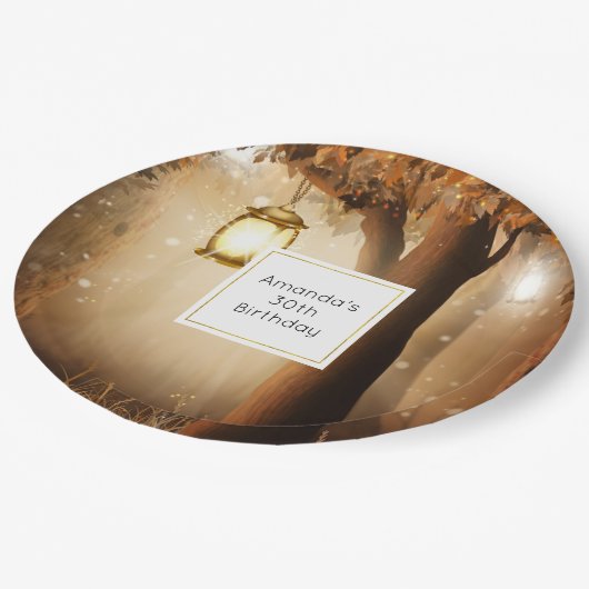 Magisch bos met Fairy Lights Verjaardag Papieren Bordje (Gekanteld)