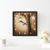 Magisch bos met Fairy Lights Vierkante Klok (Huis)