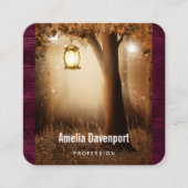Magisch bos met Fairy Lights Vierkante Visitekaartje (Voorkant)