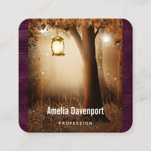 Magisch bos met Fairy Lights Vierkante Visitekaartje (Voorkant)