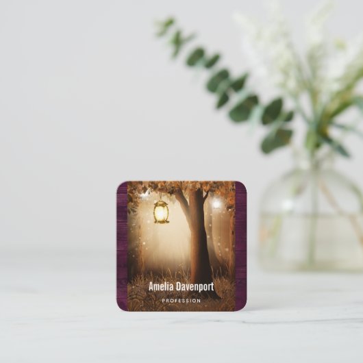 Magisch bos met Fairy Lights Vierkante Visitekaartje (Staand voorkant)