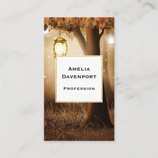 Magisch bos met Fairy Lights Visitekaartje (Voorkant)