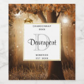 Magisch bos met Fairy Lights Wijn Maken Wijn Etiket (Enkel label)