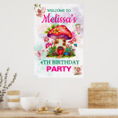 Magisch Bos Mushroom House met Fairy Poster (Keuken)