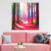 Magisch bos omgevingslicht canvas afdruk (Insitu (Woonkamer))