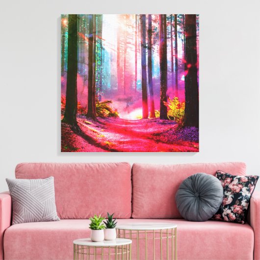 Magisch bos omgevingslicht canvas afdruk (Insitu (Woonkamer))