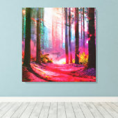 Magisch bos omgevingslicht canvas afdruk (Insitu (Houten vloer))