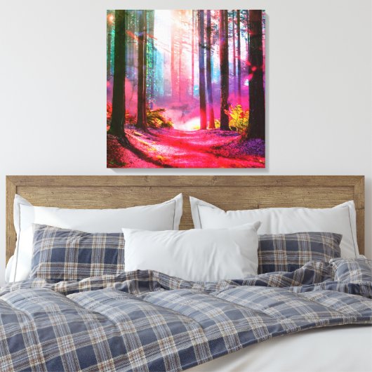 Magisch bos omgevingslicht canvas afdruk (Insitu (Slaapkamer))