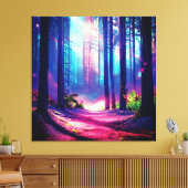 Magisch bos omgevingslicht canvas afdruk (Insitu (Woonkamer))