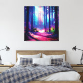 Magisch bos omgevingslicht canvas afdruk (Insitu (Slaapkamer))