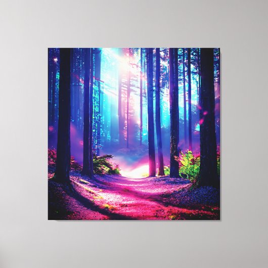 Magisch bos omgevingslicht canvas afdruk (Voorkant)