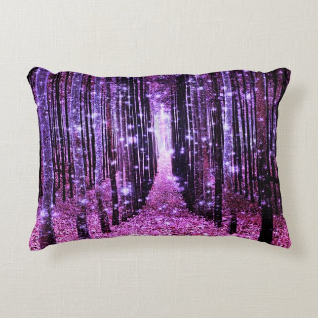 Magisch Bos Paars Roze Decoratief Kussen (Voorkant)