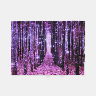 Magisch bos paars roze fleece deken
