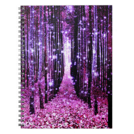 Magisch bos paars roze notitieboek
