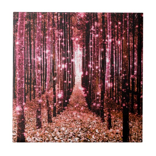 Magisch Bos Pad Roze Perzik Tegeltje (Voorkant)