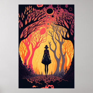Magisch Bos Psychedelische Poster 1