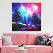 Magisch bos 's nachts canvas afdruk (Insitu (Woonkamer))