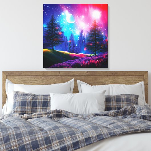 Magisch bos 's nachts canvas afdruk (Insitu (Slaapkamer))