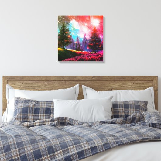 Magisch bos 's nachts canvas afdruk (Insitu (Slaapkamer))