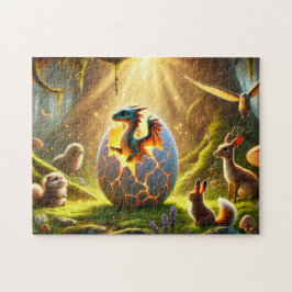 Magisch Bos Scene met Uitkomende Draak Legpuzzel