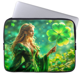 Magisch bos St Patrick dag natuur feeënkunst Laptop Sleeve
